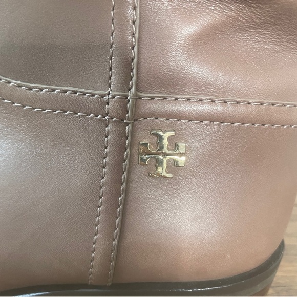 Tory Burch tan brown Leather Knee-High Boots zip up boots fall boots block heel - Picture 3 of 16